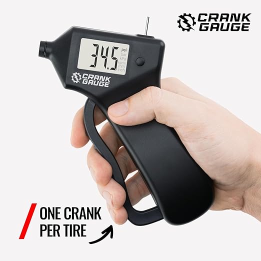 Battery-Free Tire Pressure Gauge (5-99 psi) and Tread Depth Meter (0-15mm) for Car, SUV and Motorcycle – Crank-Powered, Digital Display, Accurate and Eco-Friendly