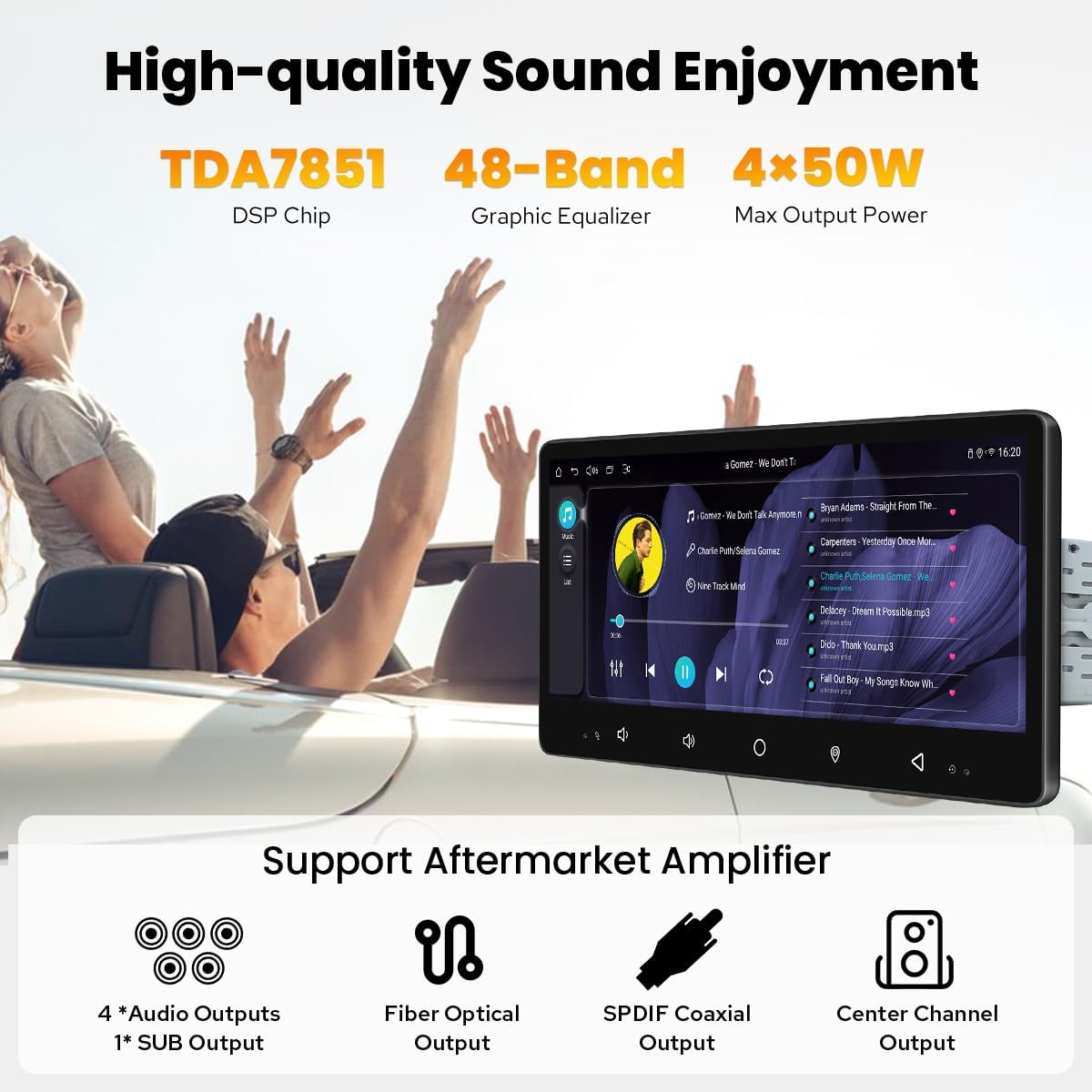 Joying 8.9" Single Din Touchscreen Radio Android 13 Head Unit with Carplay and Android Auto 4GB+64GB Detachable Car Stereo with Bluetooth, AM/FM, Subwoofer Output, GPS(JY-HTS01N4)