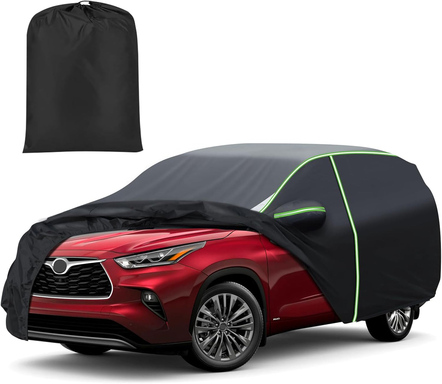 Mixsuper Liner Car Cover for Toyota Highlander 2001-2025, 7 Layers Waterproof Car Cover Accessories for Highlander with Zipper Door, Windproof Straps, Reflective Strips, Anti-UV, All Weather