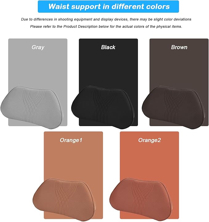 Lumbar Support Pillow for Car Memory Foam Back Sleeper Cushion for Drving Seat for Most Car SUV Home Office Orange1