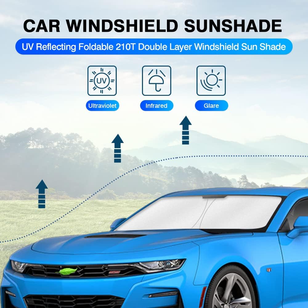 KUST Windshield Sun Shade for 2016-2024 Chevrolet Chevy Camaro Accessories Front Window Sunshade Sun Visor Protector Foldable Heatshield Blocks UV Rays Keep Your Car Cooler