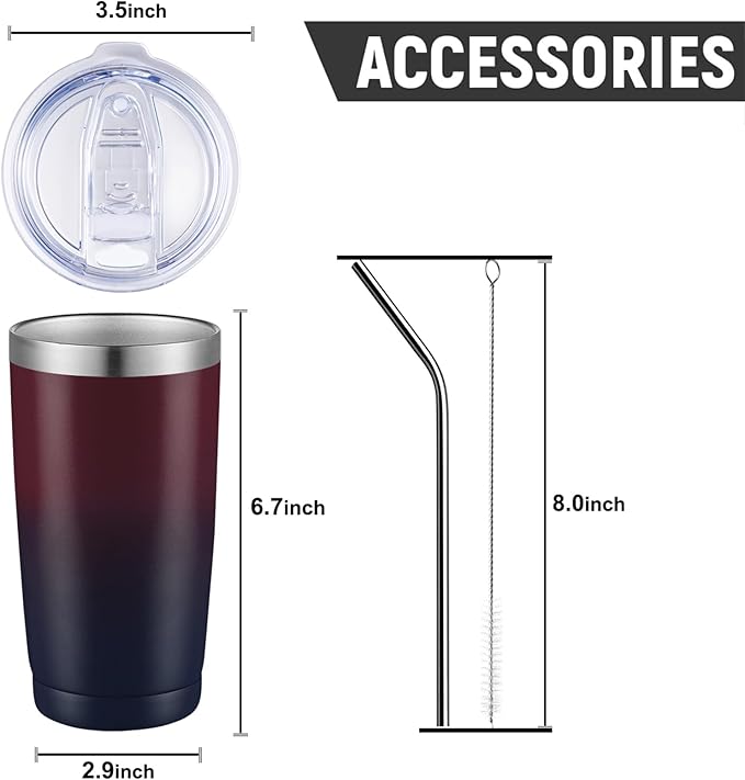 COMOOO 20oz Stainless Steel Tumbler Bulk with Lid and Straw Insulated Coffee Tumbler Cup Double Wall Vacuum Travel Mug for Cold Drinks and Hot Beverage (Mystery Moon, 2 Pack)