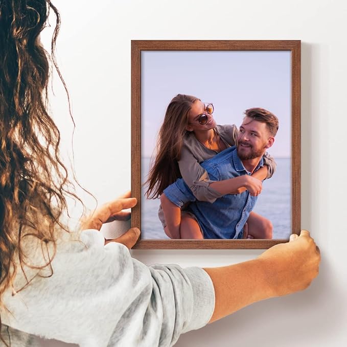 Renditions Gallery 11X14 Custom Photo Prints with Real Wood Picture Frames. Create Personalized Photos with Peel & Stick Photo Frames. Single, Brown Frame