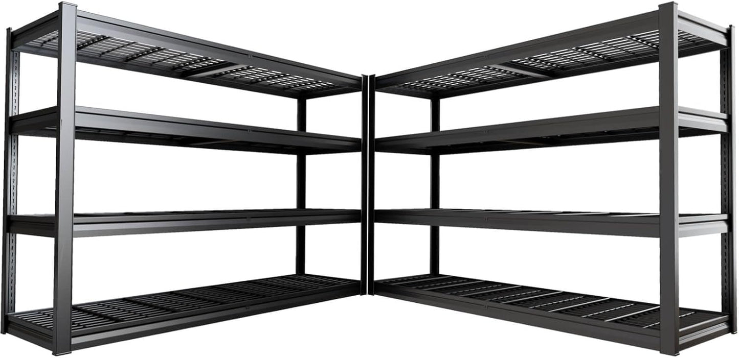 68" W Garage Shelving Unit, 68" W x 24" D x 68" H, Heavy Duty Garage Storage Shelves, 4 Tier Storage Rack Shelf, Industrial Adjustable Shelves for Basement Warehouse, 2 Pack