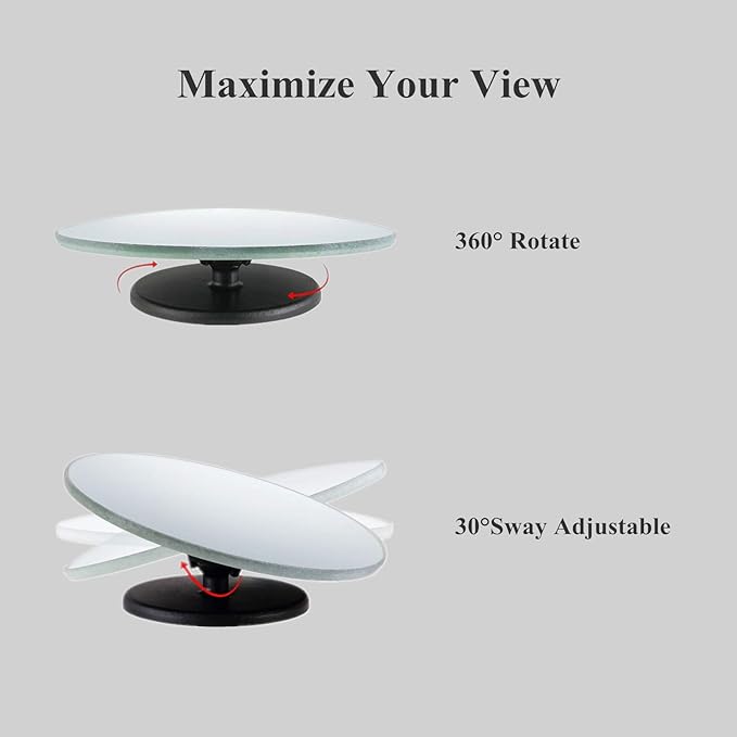 2 pcs Blind Spot Mirrors, 2" Round HD Glass Convex 360° Wide Angle Side Rear View Mirror with ABS Housing for Cars SUV and Trucks, Chrome, Pack of 2