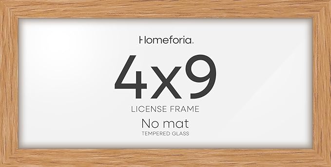 Homeforia 4x9 Business License Frame Wood, High End Natural Oak 4 x 9 Certificate Frame, 9x4 Light Wooden Document Frames for Wall or Tabletop, 4 by 9 Picture Frame, Tempered Glass, Wall Kit, Set of 1