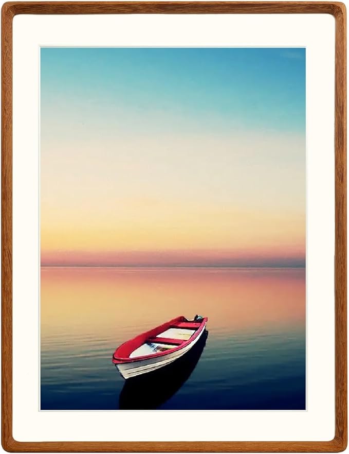 Natural Wood Photo Frames Inspired Tabletop Picture Frame with Mat, Vertical or Horizontal Display (Teak, 14x17 matted to 11x14)
