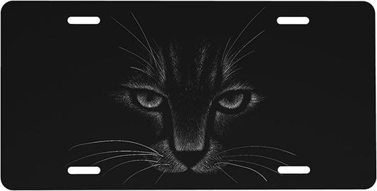 Front License Plate Black Cat Art Vanity Plates Aluminum Metal Decorative Car Tag Novelty License Plate Cover for Men Women ‎6 * 12 in (4 Holes)