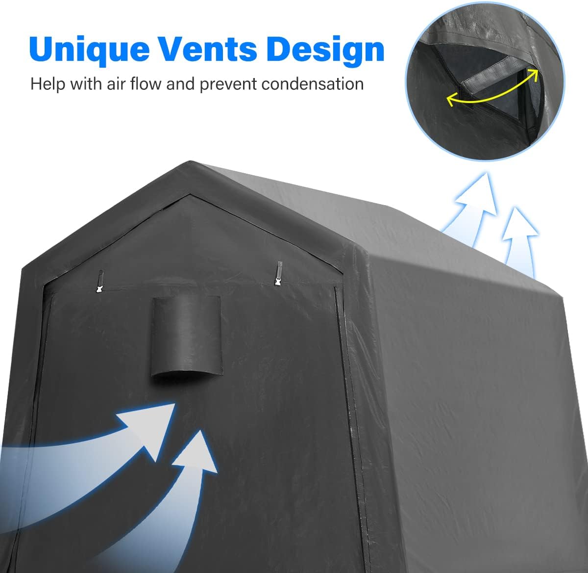 ADVANCE OUTDOOR 8x8 ft Storage Tent with 2 Roll up Doors & Vents Outdoor Portable Shelter Shed Garage Tent Carport for Motorcycle ATV Anti-UV Snow Resistant, Gray