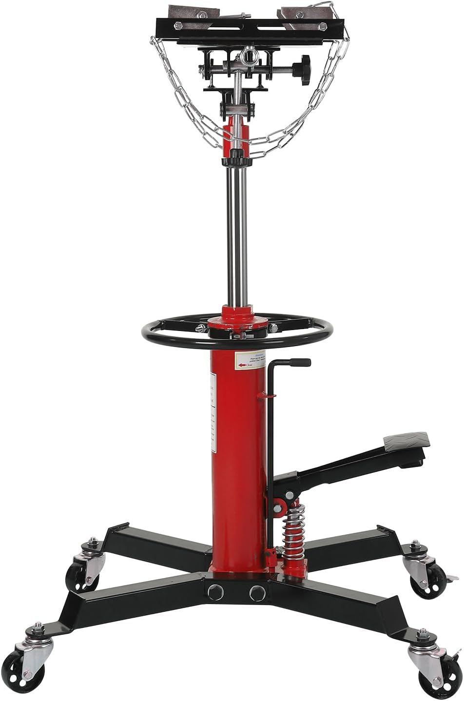 Transmission Jack with 1 Stage Hydraulic Ram, 1322 LBS Hydraulic Telescoping Transmission Jack with Foot Pedal & 360° Swivel Wheels, Heavy-Duty Garage/Workshop Jacks for Car/Truck Repairs, Red