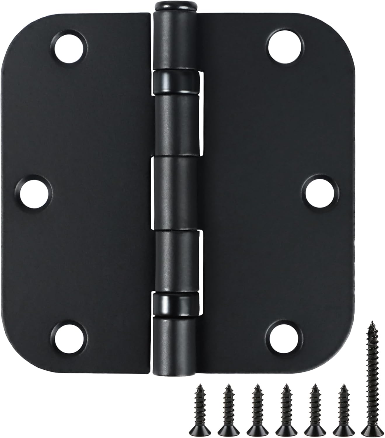 42 Pack Ball Bearing Door Hinges Matte Black 3.5 Inch 5/8"Radius Round Anti Squeak Interior 3-1/2"Flat Iron Bifold Standard Office Bedroom Indoor for Doors 3 ½" Hardware Control Home Decor Essentials