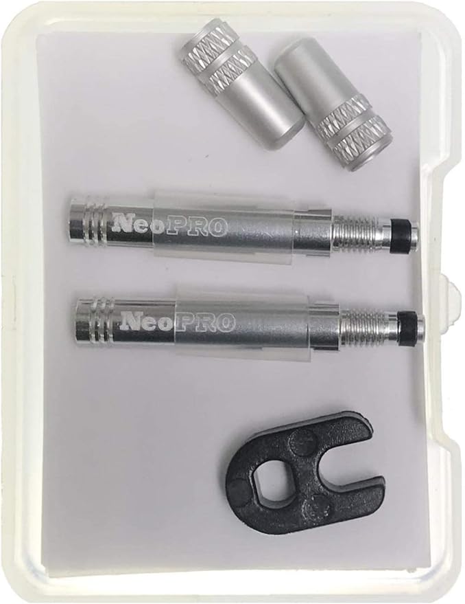 NeoPRO Presta Valve Extension Extender Kit (Pack of 2) w/Valve Key and Cap - Available in 4 Lengths - 20,30,40,60 mm (Silver, 30mm)