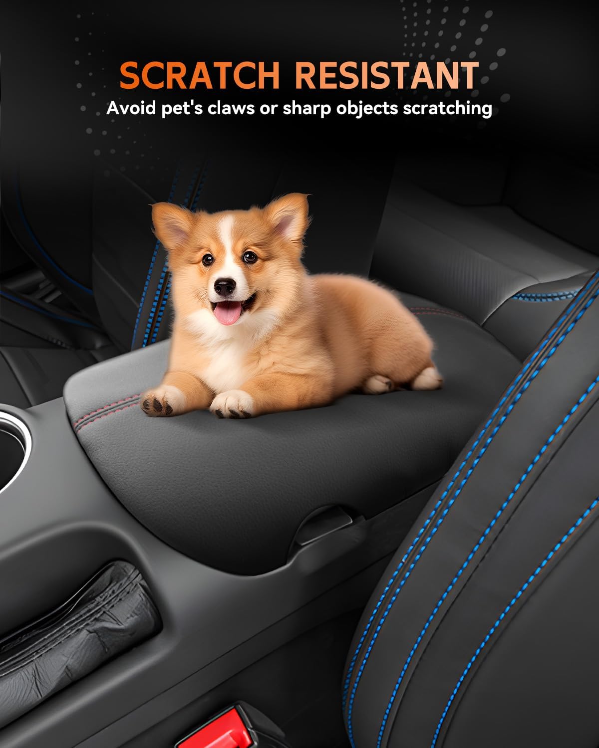 CDEFG for Ford Mustang 2024-2025 Center Console Cover Armrest Box Cover for Mustang 2024 2025 Accessories Console Arm Rest Protector Red Line