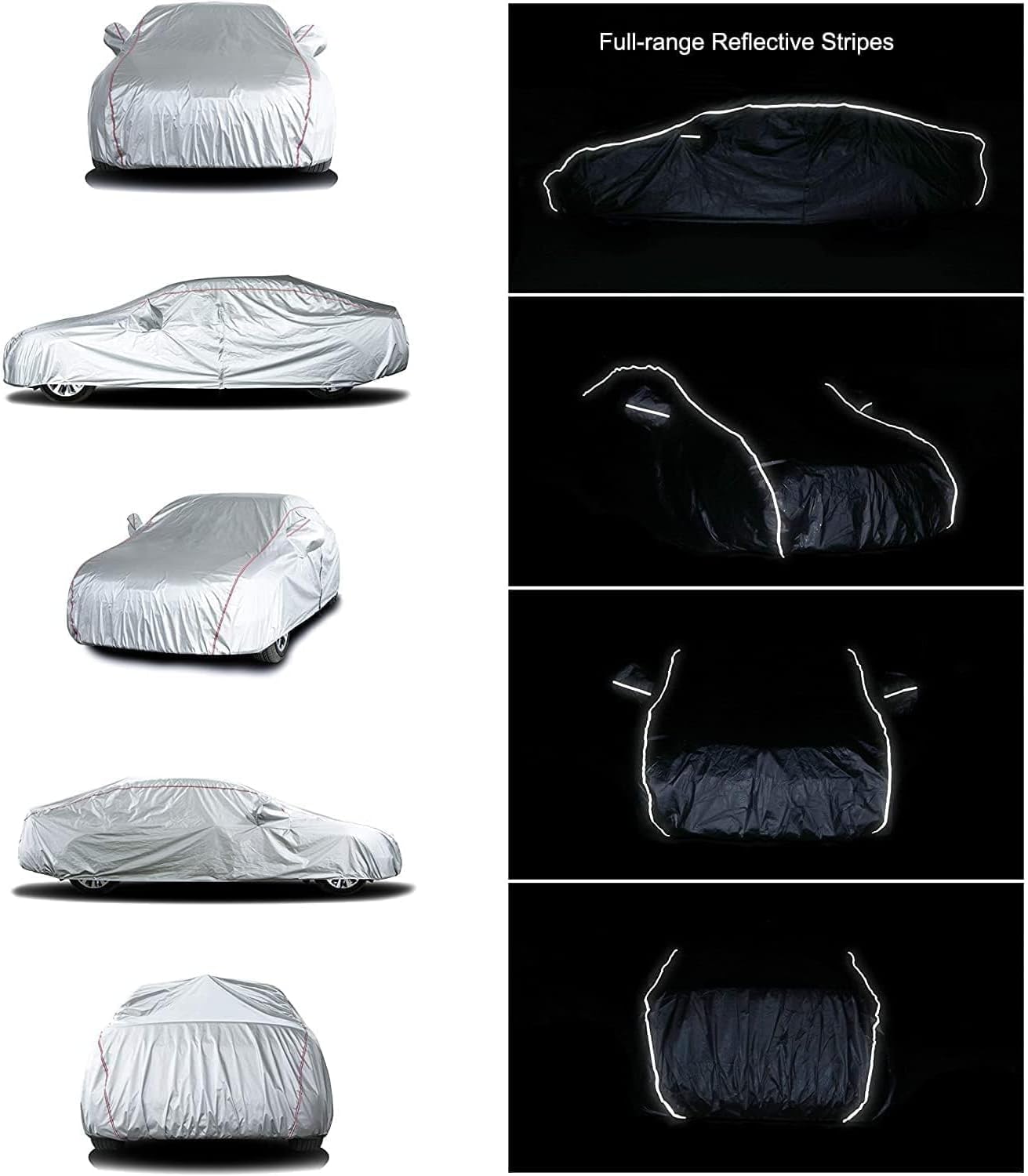 Tecoom Hard Shell Breathable Material Door Shape Zipper Design Waterproof UV-Proof Windproof Car Cover for All Weather Indoor Outdoor Fit 191-205 Inches SUV