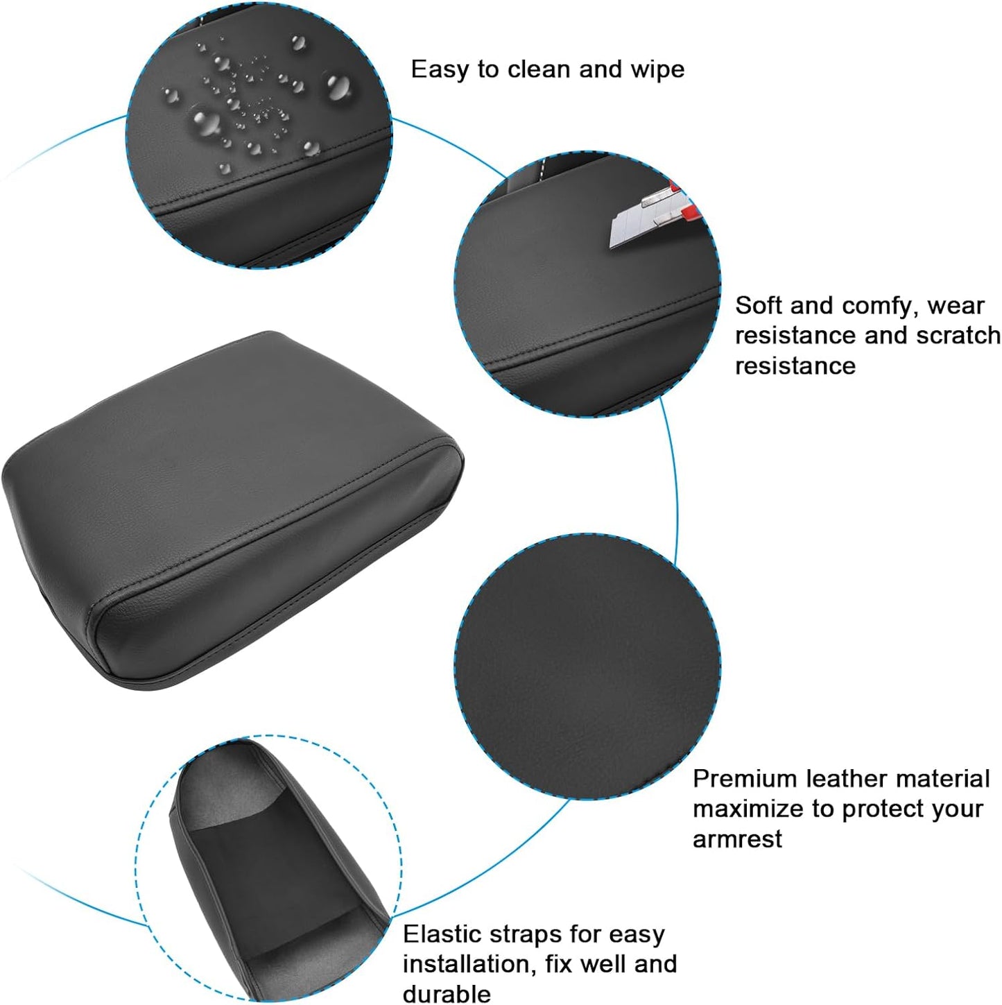 SXCY for 2024 VW Taos/Tiguan Armrest Cover for Volkswagen Taos/Tiguan 2024 Accessories 2022-2024 Taos/2018-2024 Tiguan Center Console Cover 2024 Taos Middle Console Cover (Thin Leather Cover)