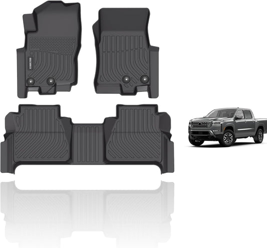 KELCSEECS® Floor Mats Custom for Nissan Frontier Crew Cab 2022-2025 (Not for 2nd with Under Seat Speaker) All Weather Protection TPE Heavy Duty Non-Slip Liners Full Set Frontier Accessories,Black