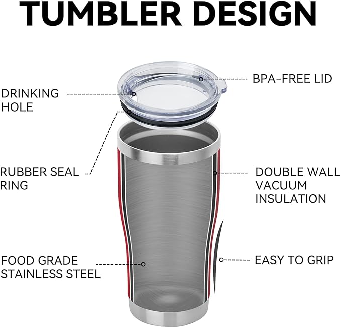 DOMICARE 20oz Tumbler with Lid Stainless Steel Tumblers Bulk, Double Wall Vacuum Insulated Coffee Travel Mug Powder Coated Tumbler,8 Count (Pack of 1) Red