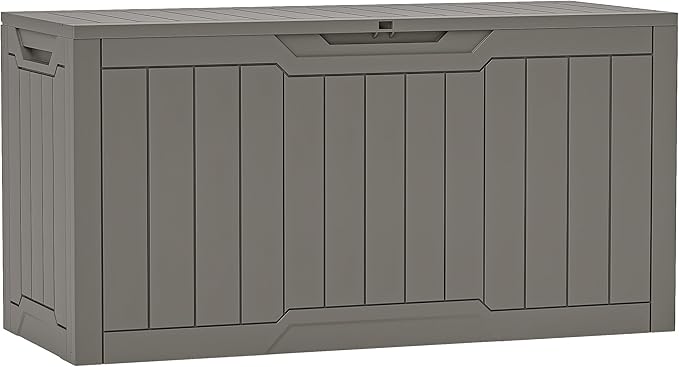 YITAHOME 80 Gallon Resin Deck Box, Weather Resistant Outdoor Storage Box, Lockable Indoor Outdoor Storage for Supplies and Essentials, Taupe