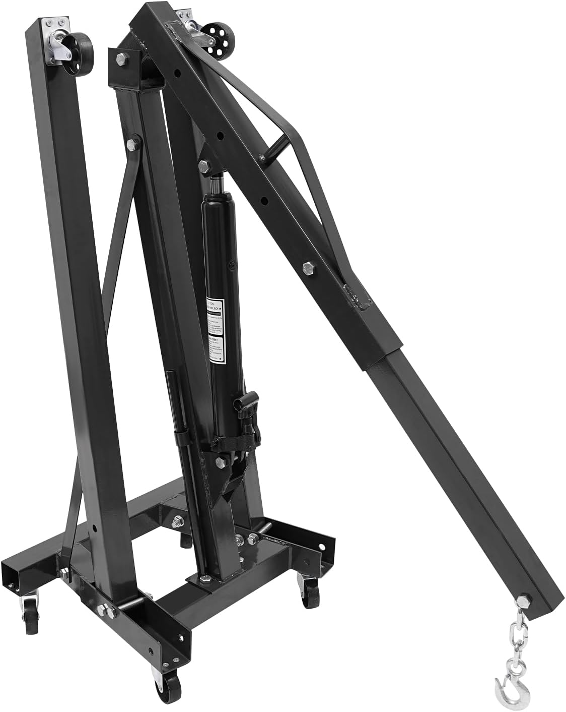 Folding Engine Crane 1 Ton Folding Engine Hoist 2200lbs Heavy Duty Hydraulic Pickup Truck Crane with 6 Iron Caster Wheels for Garage, Workshop - 2 Package