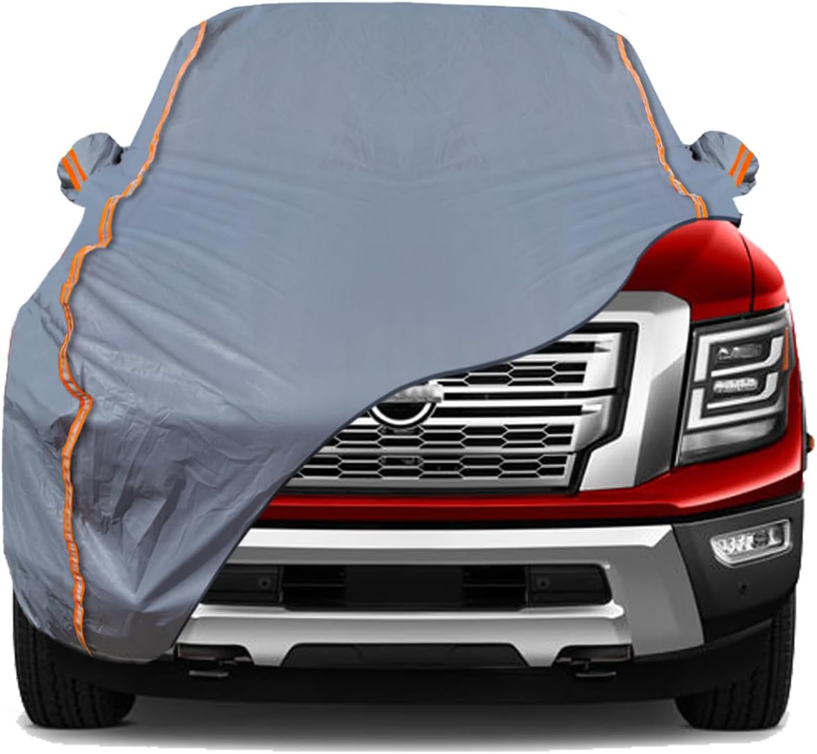 TUCAREST 6-Layers PEVA Premium Full Car Cover Fit for Pickup Sedan hatchback SUVs MPV Rain and snow protection, sun protection, UV protection, and protection of car paint surfaces-Silver Grey -Up 260"