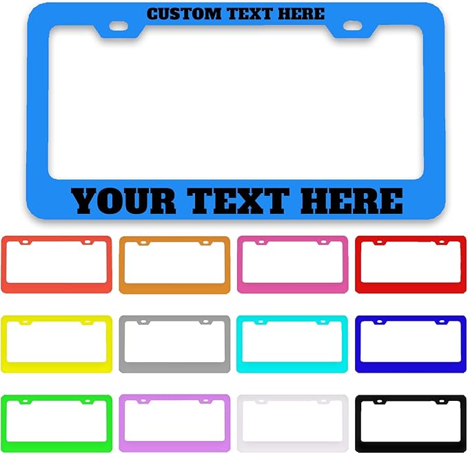 Custom License Plate Frame Personalized - Premium Metal Car Tag with Your Text, 12x6 Inch Customized Auto Plates, Rust-Proof License Plate Frames for Cars/Trucks/SUVs (Placas para Carro)