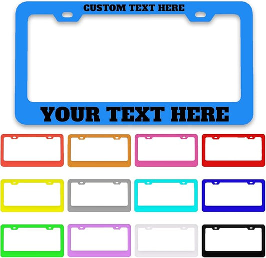 Custom License Plate Frame Personalized - Premium Metal Car Tag with Your Text, 12x6 Inch Customized Auto Plates, Rust-Proof License Plate Frames for Cars/Trucks/SUVs (Placas para Carro)