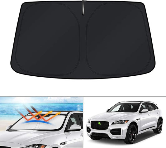 KUST Windshield Sun Shade for Jaguar F-Pace 2016-2024 2025 F Pace Accessories Custom Fit Sunshade Foldable Window Sun Visor Protector Blocks UV Rays Keep Your Car Cooler