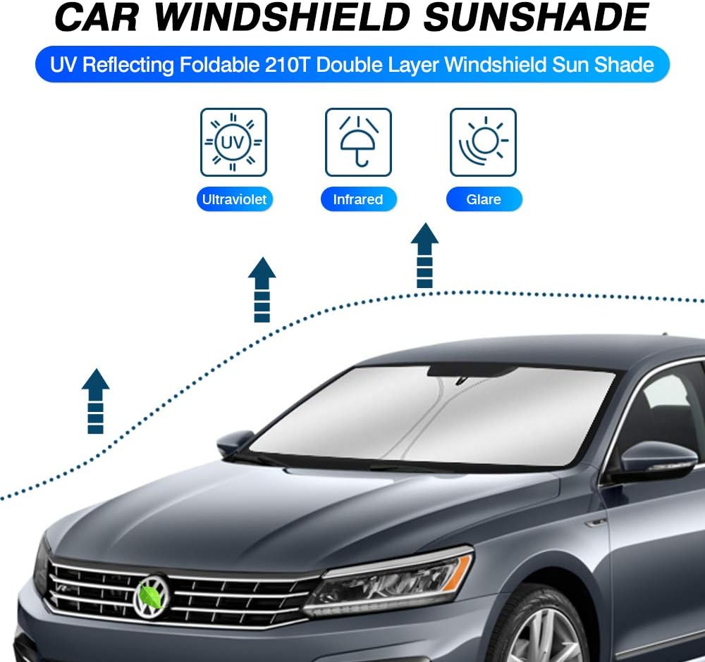 KUST Windshield Sun Shade for 2012-2022 Volkswagen VW Passat Accessories Sunshade Sun Visor Protector Foldable Blocks UV Rays Keep Your Car Cooler