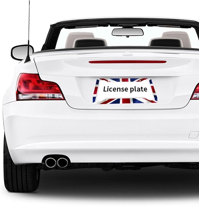 British United Kingdom Flag License Plate Frame - 1 Pack Personalized Union Jack License Plate Holder Aluminum Metal Car Tag Cover with 4 Holes Decoration for US Vehicle Standard for Women Men