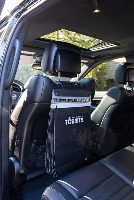 Tossits Recycled Disposable Car Trash Bags ??Leakproof, Smell Proof Hanging Garbage Bags for Car, Truck, SUV, RV & Vehicle ??Black, 21 Count Disposable Automotive Trash Bags
