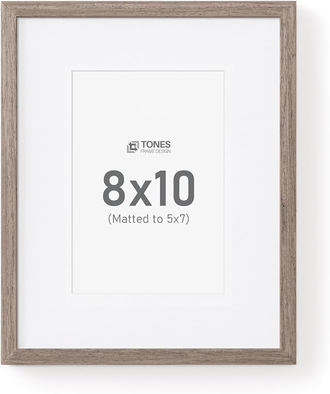 8x10 Wood Frame Solid Wood Veneer 8 x 10 Photo Frame with Shatterproof Plexiglass, Wall Hanging Modern Brown 10 x 8 Picture Frame for Home Tabletop Decor