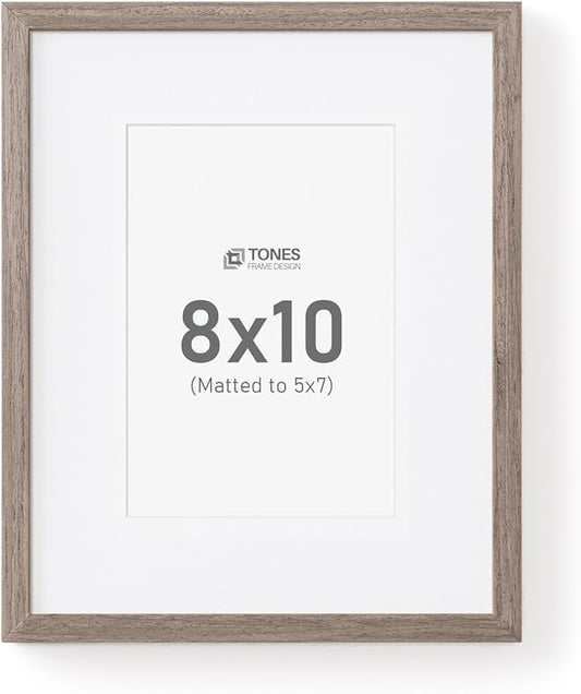 8x10 Wood Frame Solid Wood Veneer 8 x 10 Photo Frame with Shatterproof Plexiglass, Wall Hanging Modern Brown 10 x 8 Picture Frame for Home Tabletop Decor