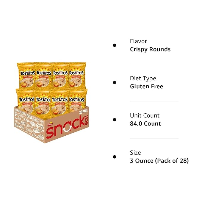 Tostitos, Crispy Rounds Tortilla Chips, 3 Ounce (Pack of 28)