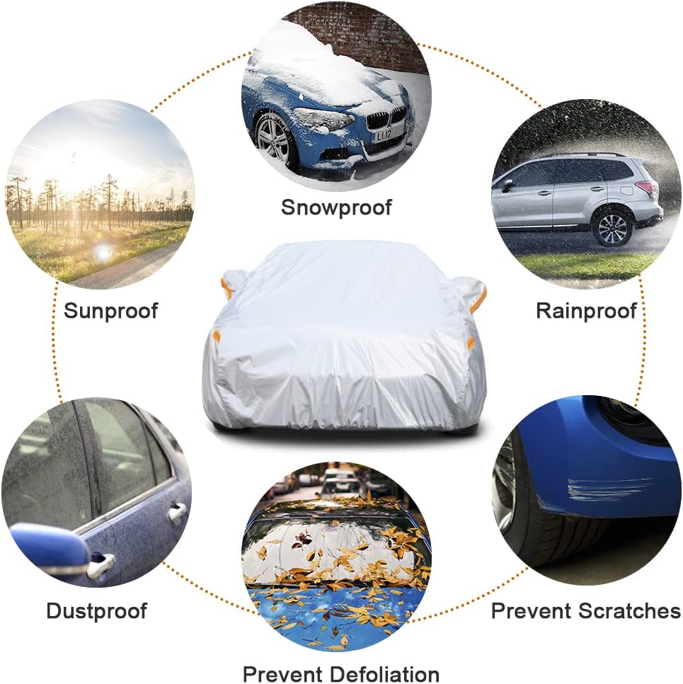 Kayme 6 Layers SUV Car Cover Custom Fit for Ford Escape (2000-2025) Waterproof All Weather for Automobiles, Outdoor Full Cover Rain Sun UV Protection.Silver