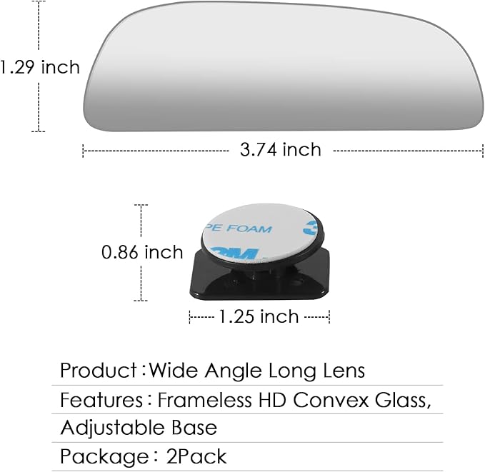 2 pcs Blind Spot Mirrors, HD Glass Convex 360° Wide Angle Side Rear View Mirror with ABS Housing for Cars SUV and Trucks