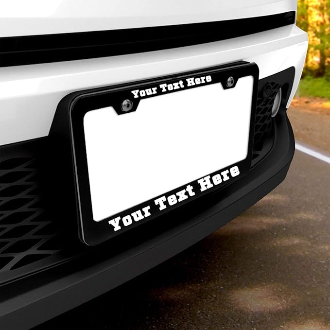 Custom Personalized License Plate Frame,2 PCS Customized Design Metal Car License Plate Frame with Text,12"x6",Black