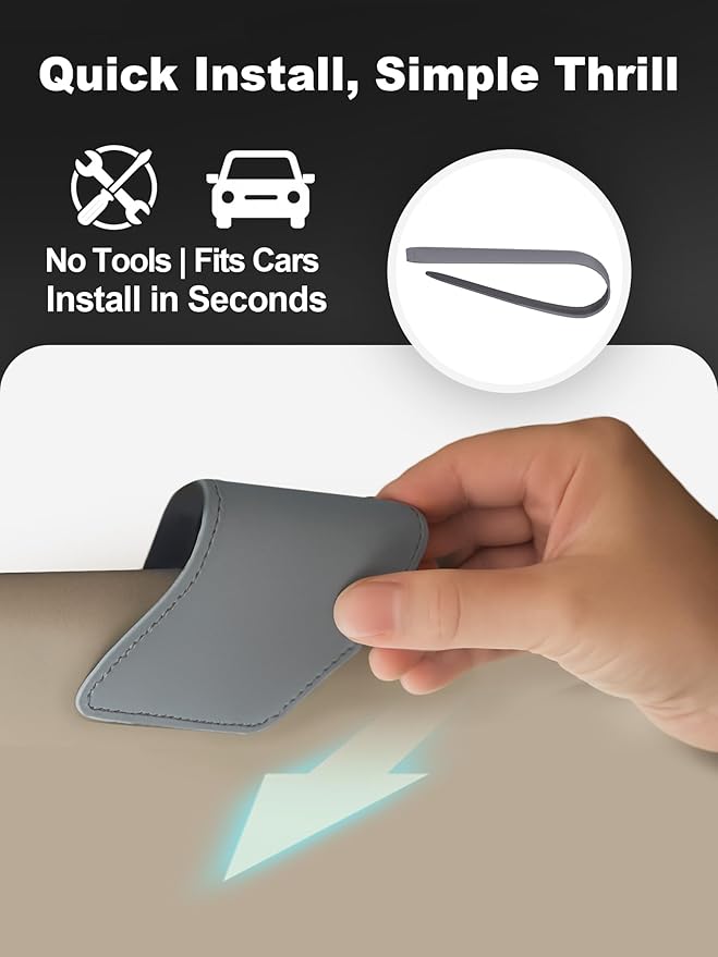 Patented Leather Car Air Freshener Visor Clip, Compatible with Drift Car Air Freshener, Magnetic Design, Gentle on Sun Visors, Ideal for Modern & Electric Vehicles, Grey (Clip Only)