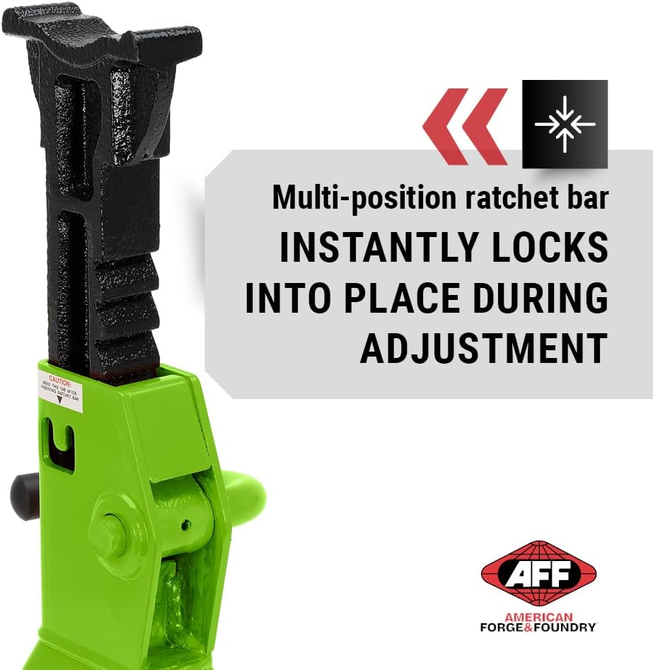 AFF Viking 4 Ton Jack Stand Set - Heavy Duty Ratchet Style Jack Stands - Pair