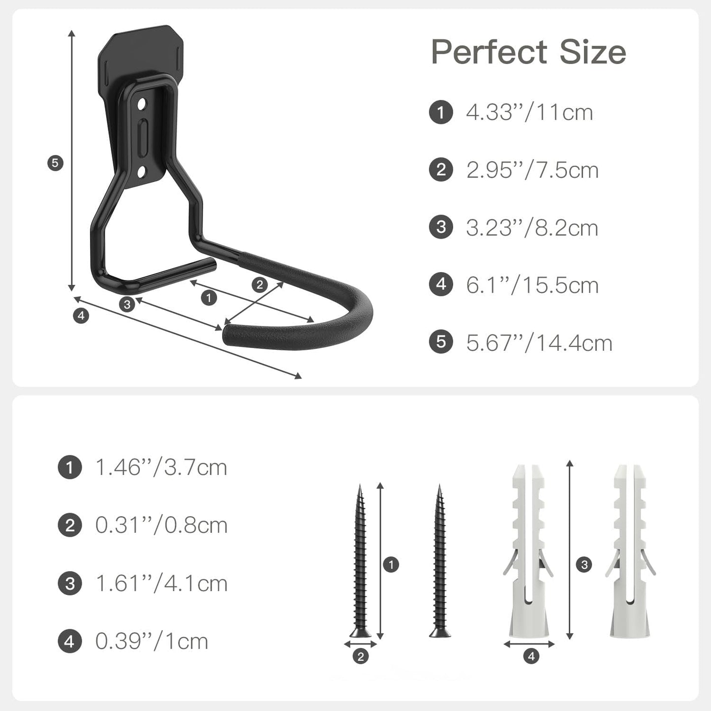 Bike Wall Mount with Fixed Hook, [6 Pack] Heavy Duty Bike Storage Rack, Bike Rack Vertical Stand for Garage - Easily Hang/Detach - with Screws Iron Bike Hanger Brackets