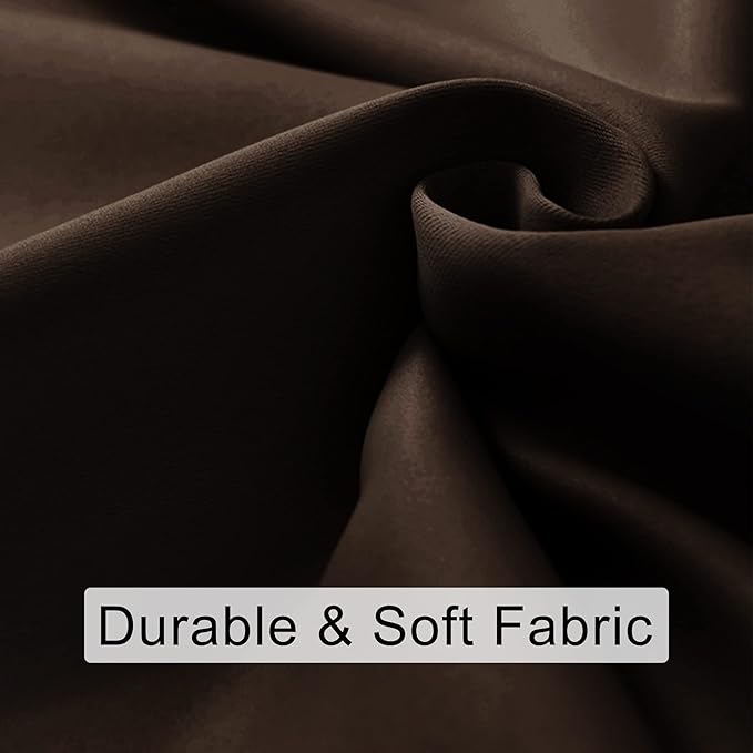 JIUZHEN Blackout Curtains for Bedroom - 60 Inch Wide Thermal Insulated Room Darkening Privacy Soundproof Curtains for Living Room, Set of 2 Panels with Tiebacks, 60 x 63 inches, Brown
