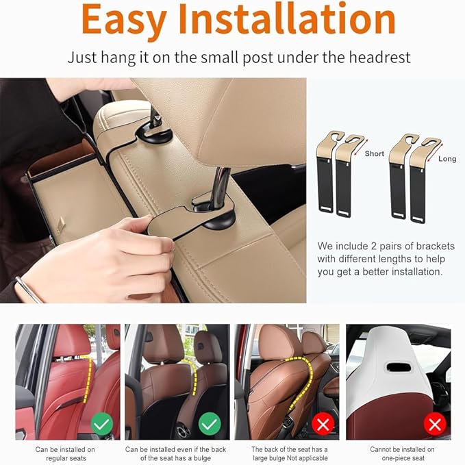 Firmstaunch Car Backseat Organizer - 2025 Best 3-in-1 Car Seat Organizer with Cup Holders, Tissue Box & Hooks | Waterproof Leather Backseat Storage for Family, SUV & Road Trip Essentials (Black)
