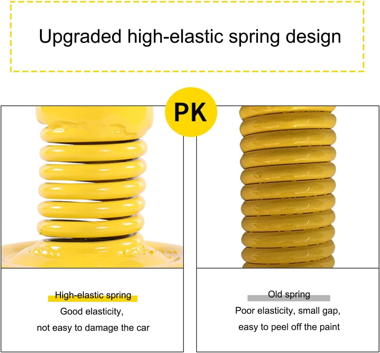 Safety Bollard Post, Spring Parking Post with Warning Stripes, Driveway Garage Security Post Barrier, Traffic Barricade Cones, for Indoor and Outdoor Parking(Yellow (3PCS))