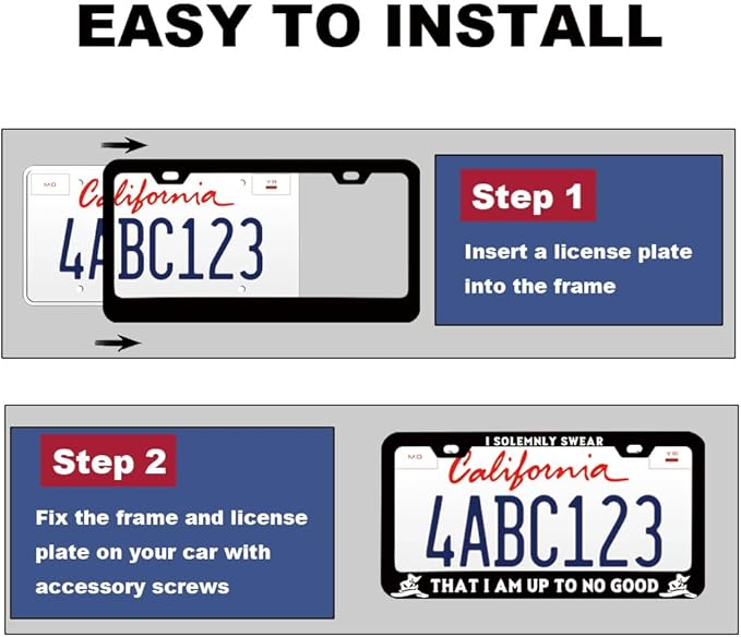 1pcs I Solemnly Swear That I Am Up to No Good License Plate Frame for Women, Funny car Decorative tag Frames Girly, License Plate Cover Holder for Vehicle with Double Sided car Keychain tag