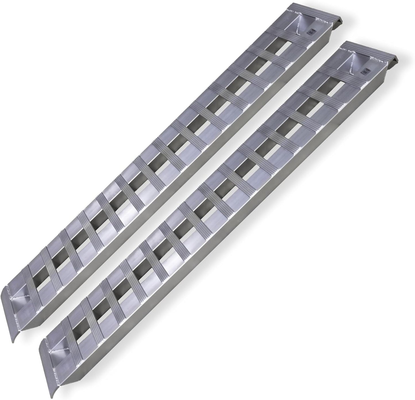 Gen-Y Heavy Duty Aluminum Loading Ramps - Set of 2-10 Foot Trailer Ramps, 10000 lbs Capacity, 15 Inch Wide, Hybrid Hook and Plate Ends, Serrated Cross Rungs for Maximum Traction