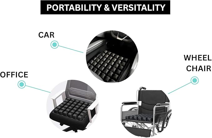 Inflatable Seat Cushion – Pressure Relief Pillow for Office Chair, Car & Wheelchair – Built-in Hand Pump, Ergonomic Design, Portable & Foldable (Anti Hemorrhoids/Anti Aecubitus)