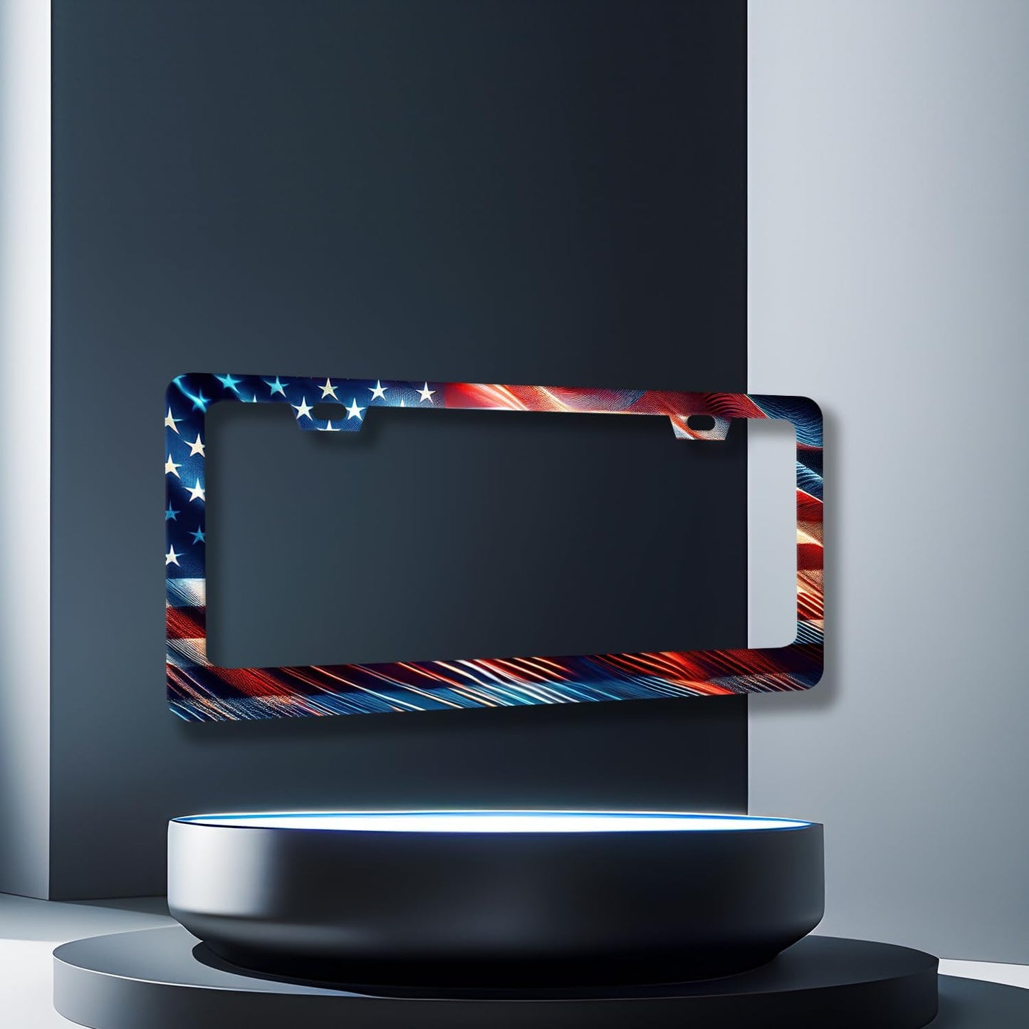 Patriotic American Flag License Plate Frame USA License Plate Stainless Steel Funny Accessories Cars Decor 12.2 X 6.2 Inch with 2 Holes and Screws Fits Standard Us Ca Vehicles