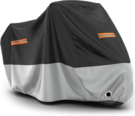 Favoto Motorcycle Cover Waterproof Outdoor - All Season Sun Protection Oxford with Lock-Holes Rain Snow Windproof Dustproof Universal Fit Motorbikes Vehicle Moped Cover, 104" x 41" x 50"