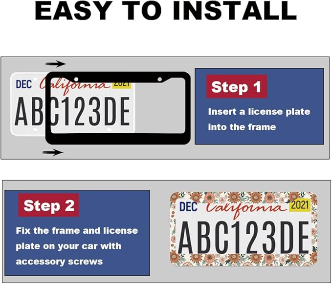 2pcs Vintage Sunflowers Floral License Plate Frame for Women,Inspirational Sunflowers car Decorative tag Frames Girly,Retro Botanical License Plate Cover Holder for Vehicle with car Keychain tag
