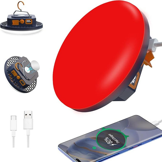 2025 Red Light Insect-Proof Camping Lamp10000mAh Rechargeable 3000LM Tent Camping Light, 6500K 24Hours Long Play Time , Outdoor Night Market Night Fishing Lantern