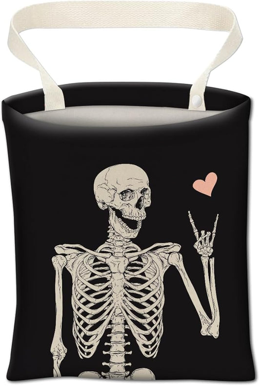 Car Trash Can, Cute Car Trash Bag, Hanging Car Organizer and Storage Bag, Trash Bin for Car Accessories, Vehicle, Travelling, Camping Cool Skull Heart